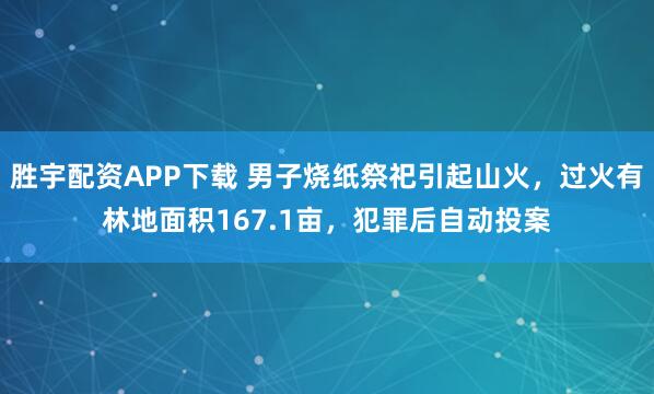 胜宇配资APP下载 男子烧纸祭祀引起山火，过火有林地面积167.1亩，犯罪后自动投案